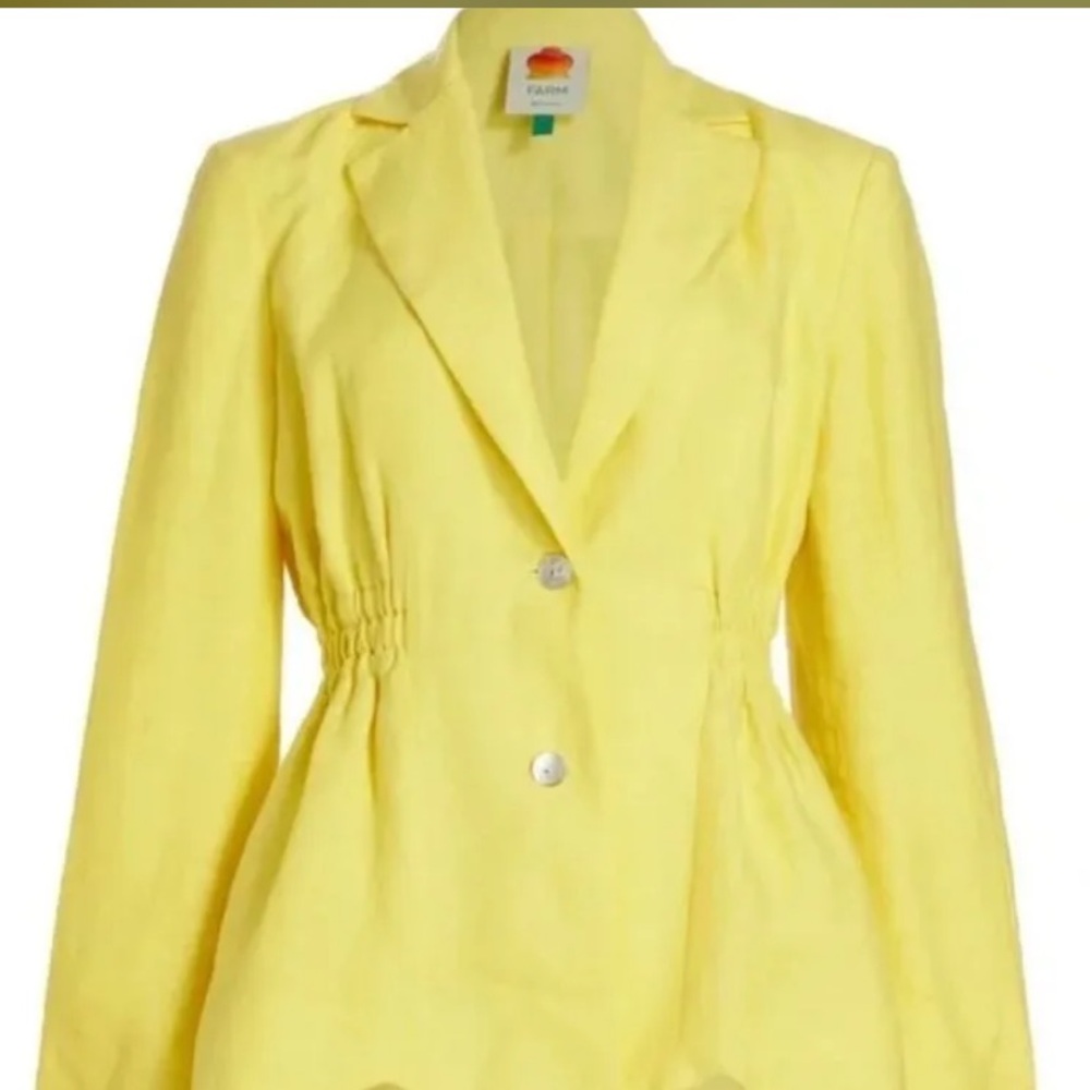 FARM Rio Yellow Blazer with Structured Design and Tailored Waist